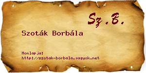 Szoták Borbála névjegykártya